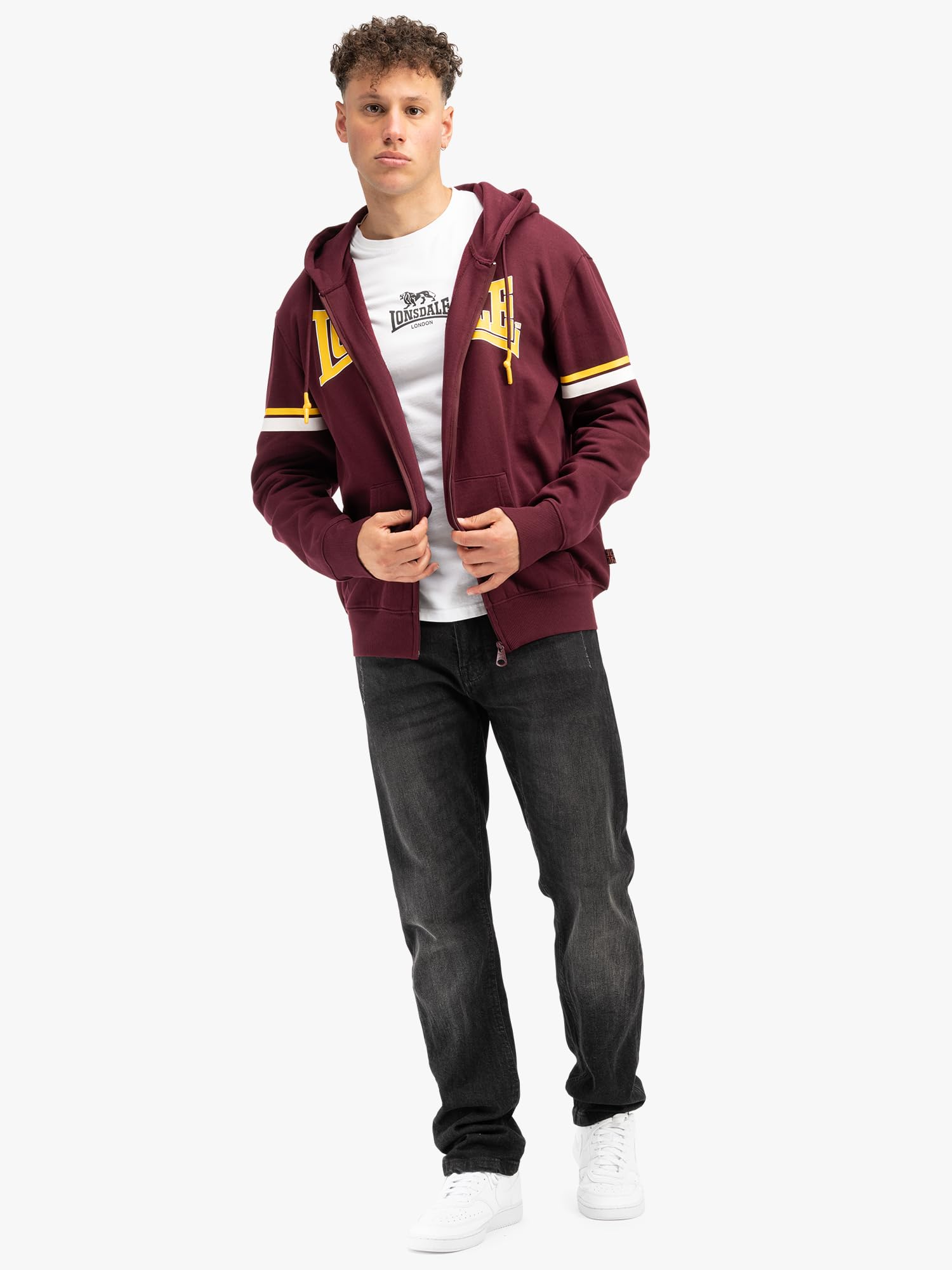 Lonsdale Herren Kapuzensweatjacke mit Reißverschluss Normale Passform DARFIELD