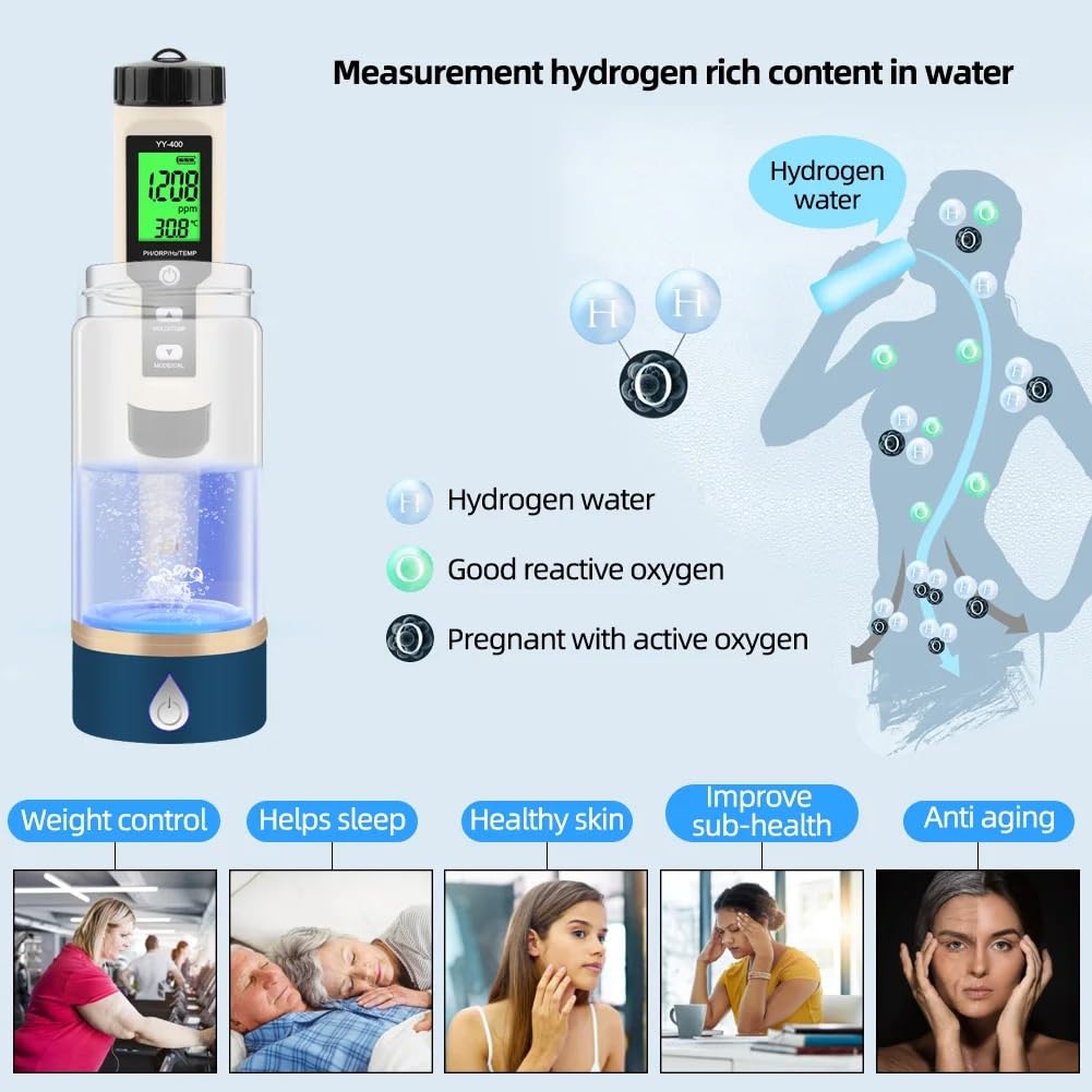 Cyfrowy miernik stężenia jonów wodorowych Tester jakości wody 4 w 1 PH/ORP/H2 termometr do pitnej