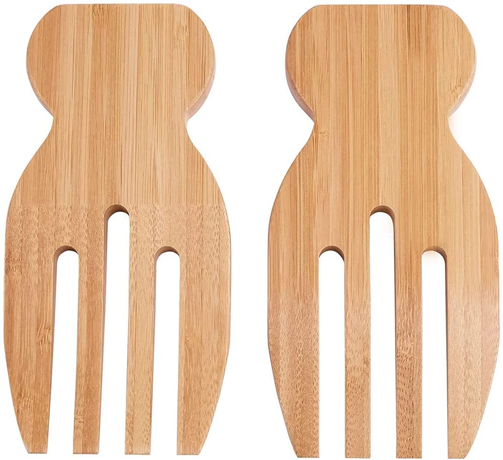 KASTWAVEBamboo Salad Hands Salad Blender, Set Salad Claws Bamboo Salad Hands Bamboo Salad Tossing Wooden Salad Tongs Personalized Salad Utensils Pack of 2