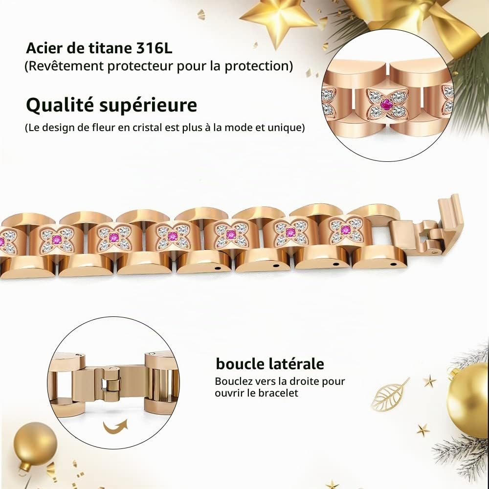 JEROOT Bracelet Magnétique Titane,Bracelet pour Femme Titane Bracelets Magnétiques Bracelet Femme Lien Libre + Coffret Cadeau (3000Gauss)