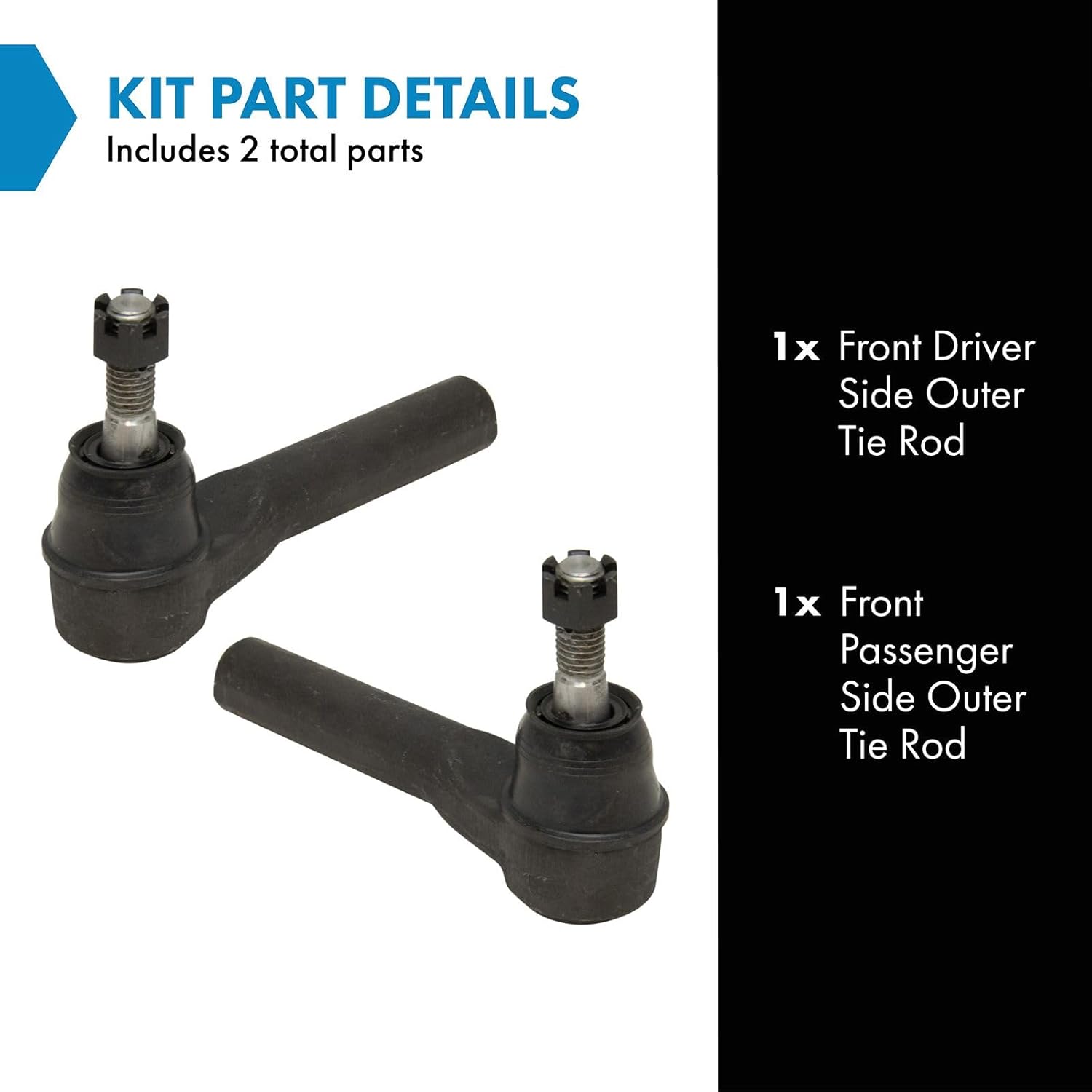 TRQ Outer Left and Right Tie Rod Set 2 Piece Compatible with 14-18 Chevrolet Silverado 1500 19 Silverado 1500 LD 15-20 Tahoe 15-20 Suburban 14-18 GMC Sierra 1500 19 Sierra 1500 Limited 15-20 Yukon