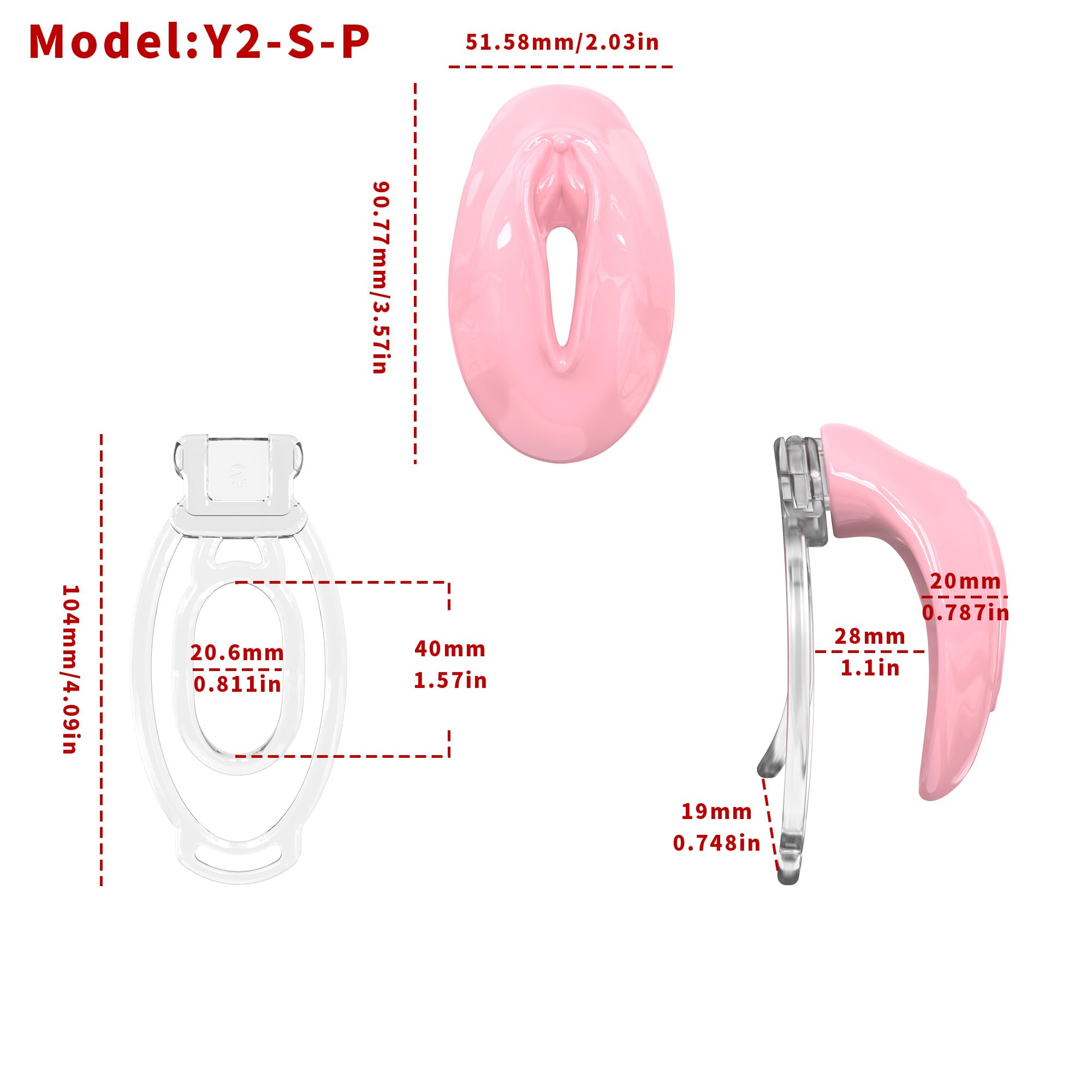 Male Silicone Chastity Cage Clip Sissy Small Chastity Devices BDSM Sex Flat Cock Cage for Sexual Adult (Pink)