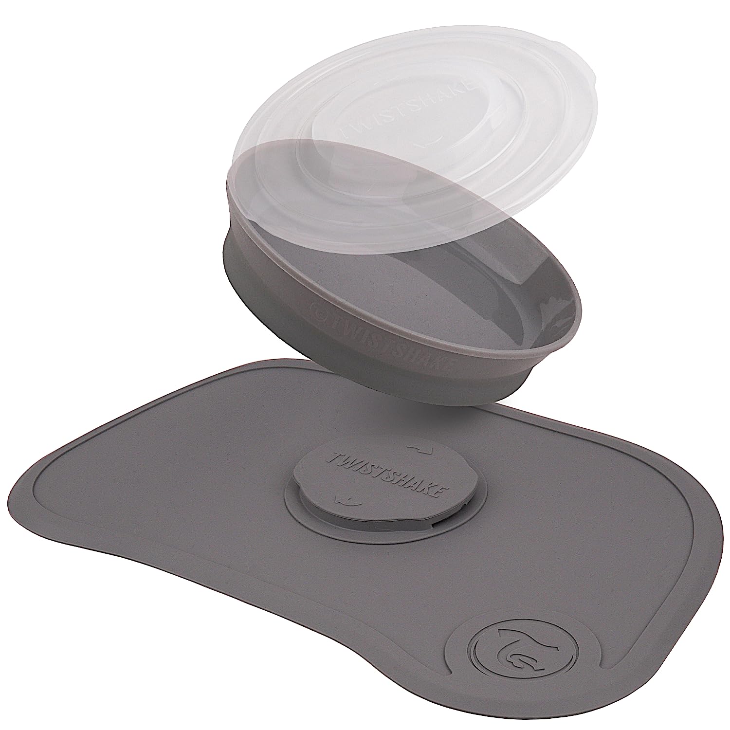 Twistshake Click-Mat Mini + Piatto Grigio Pastello | Misure 31 cm x 17 cm | Senza BPA | Per bambini a partire dai 6 mesi | Lavabile in lavastoviglie