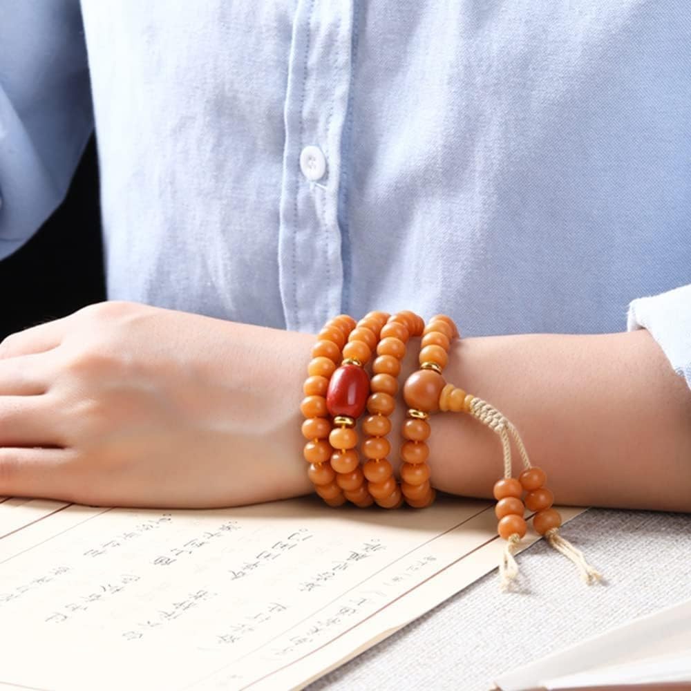 Braccialetti di rosari, Braccialetti con Perline di radice Bodhi stagionato Giallo(Wit)