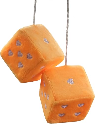 Miniatura 7 de 1 par de dados peludos, dados blancos esponjosos con formas de corazón, dados de la suerte, bonita decoración de coche para espejo retrovisor,