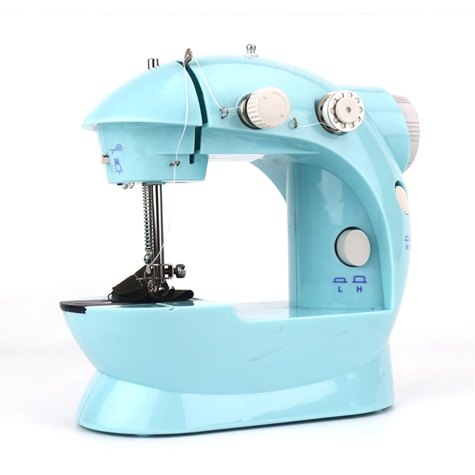 Machine à coudre électronique, mini machine à coudre double fil 2 vitesses avec pédale pour vêtements, rideaux, artisanat avec 99 accessoires de couture et table d'extension
