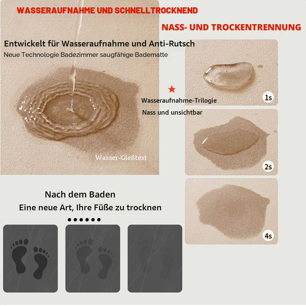Super SaugfäHige Bodenmatte 140x200cm Schnelltrocknende Badezimmerteppich, Badematten Badteppiche Rutschfest Waschbar, Stone Bath Mat Badezimmermatte Badezimmer Badezimmer Teppich Bad Badeteppich Gray