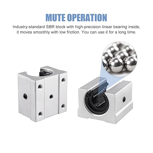 Miniatura 6 de SBR16 Riel lineal de 15.748 in SBR16 Rieles lineales y rodamientos 2 Rieles de guía lineal SBR16-15.748 in con 4 bloques de rodamientos SBR16UU,