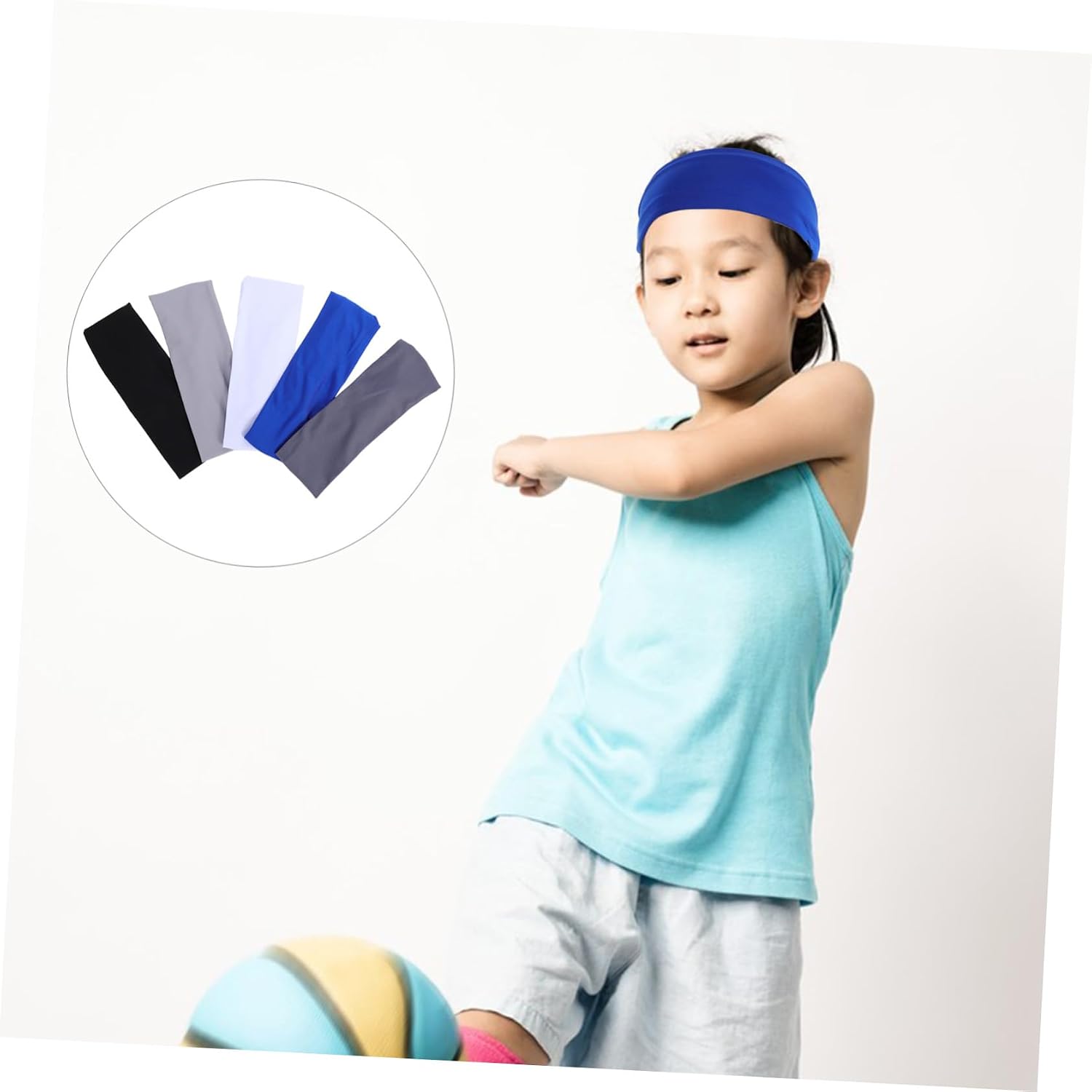 5pcs Elastic Sports Headband Moisture Wicking Sweatbands for Boys Breathable Athletic Hairbands for Soccer Baseball Basketball Running Comfortable Stylish