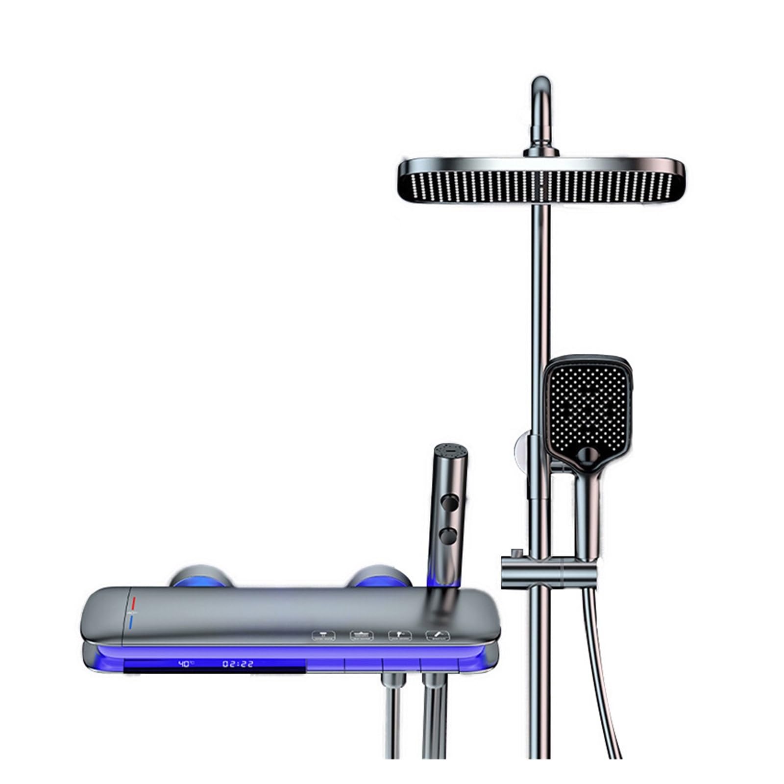 Rubinetto del Doccia for Bagno Digitale a LED ， Rubinetti for Bagno a Cascata a Parete ， Set Doccia Digitale for soffione a Pioggia(0522B-hot Cold-White)