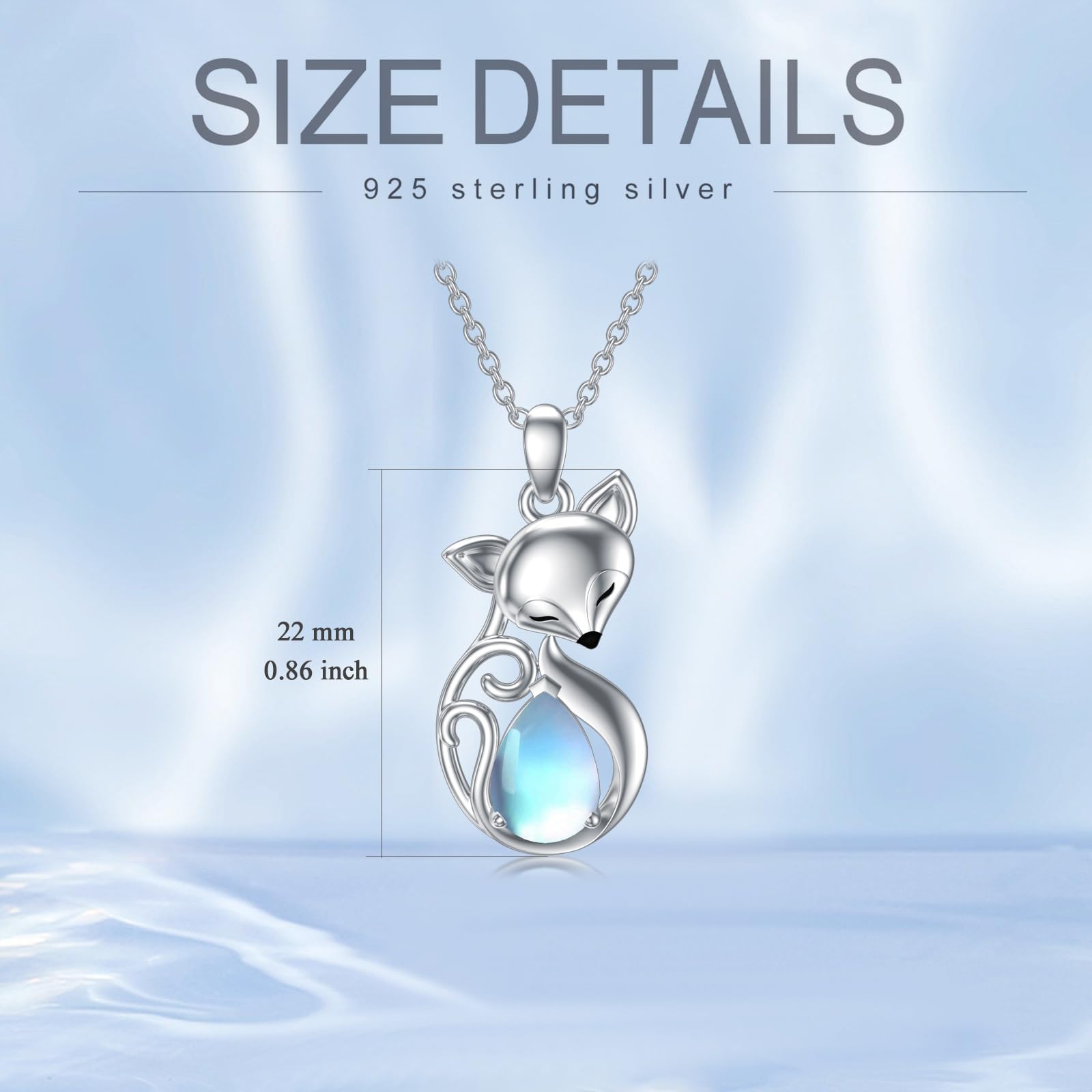 YAFEINI Collana da donna con pietra di luna di volpe in argento 925 con ciondolo a forma di pietra di luna arcobaleno gioielli volpe regali per ragazze