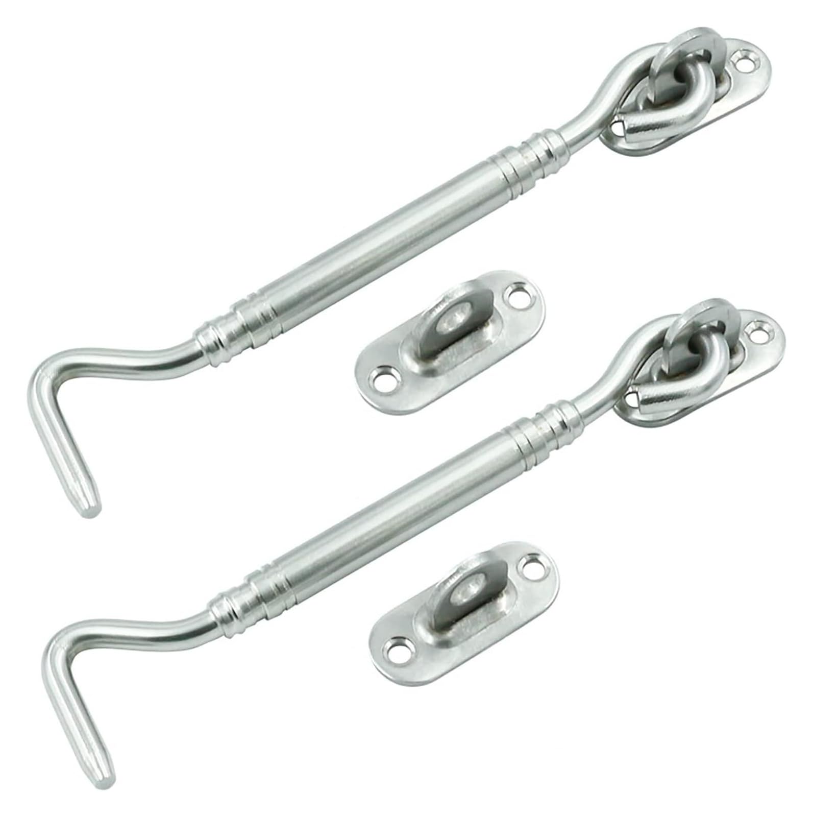 Door Latch， Stainless Steel Sliding Bolt Barn Door Latch, Silver/Black, 4in,6in,8in(Silver,4in)