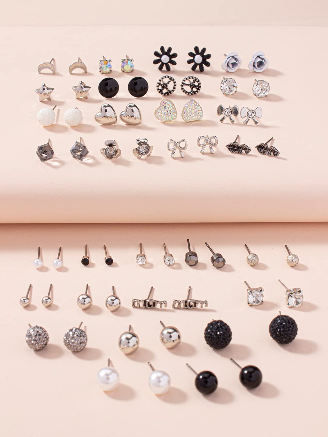 30 Pairs Crystal Pearl Earrings Combo Set for Women
