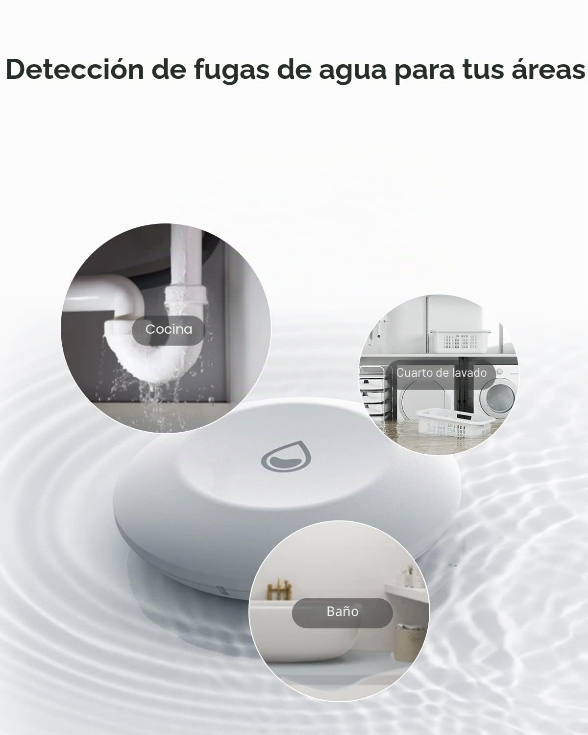 EZVIZ T10C Sensor de Fugas de Agua Inalámbrico, Zigbee, para Control a Distancia y Domótica, Detectar y Alertar fugas, IP 67, Duracion de Batería 365 Días, Requiere Puerta de Enlace A3