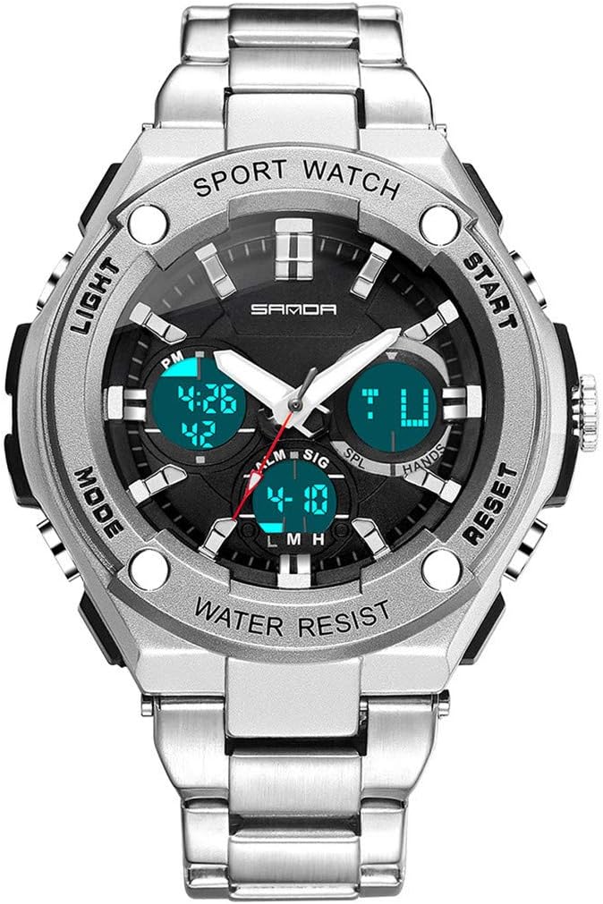 Mens Watches Hessimy Men's Digital Sports Wrist Watch LED Screen Large Face Electronics Military Watches Waterproof Alarm Back Light Outdoor Casual Luminous Simple Army Watch