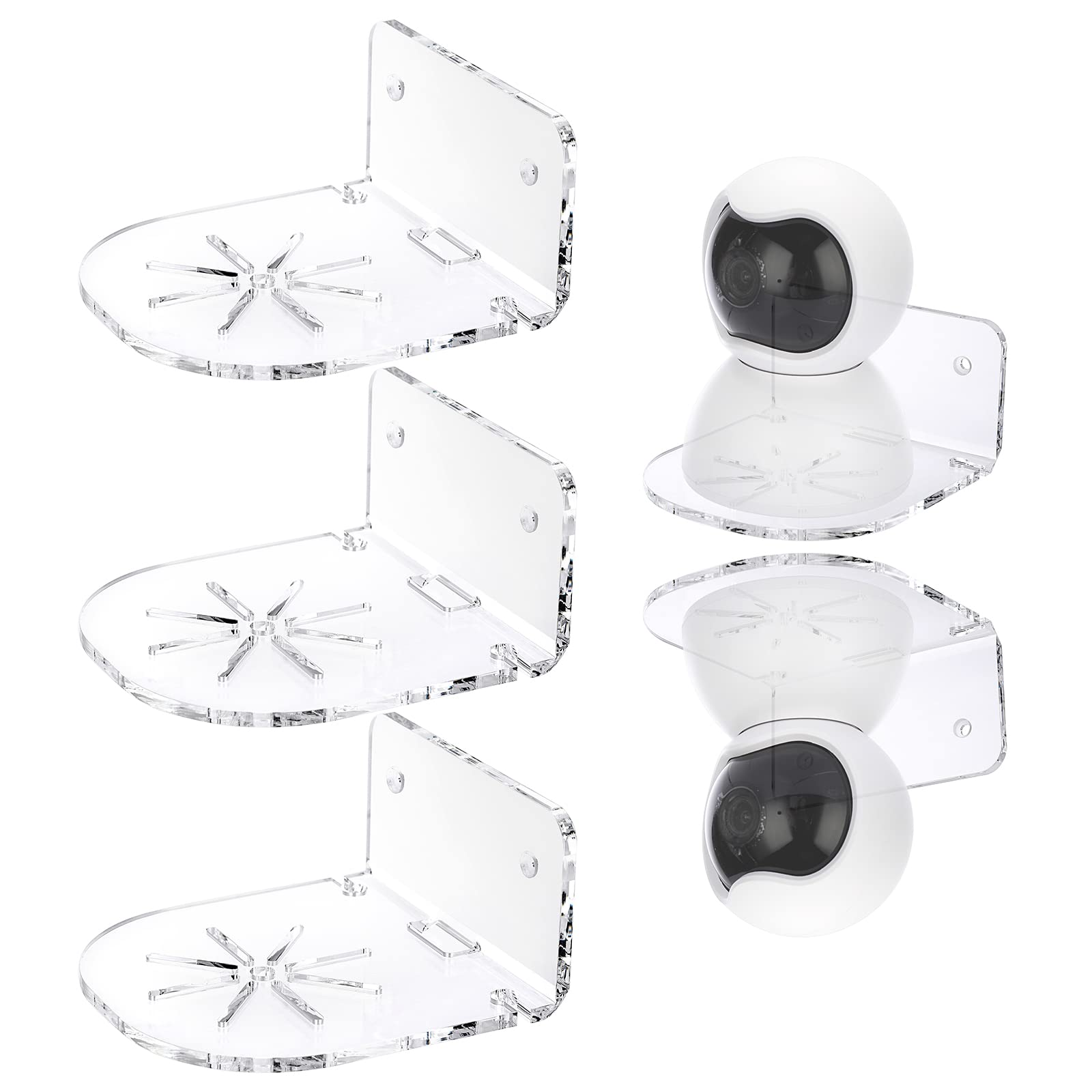 SUMNACON Set of 3 Acrylic Small Wall Shelf Monitor Stand, Semicircle Wall Mounted Security Camera Shelf Clear Monitor Shelf with Universal Adhesive for Security Cameras, Speakers, Baby Monitors