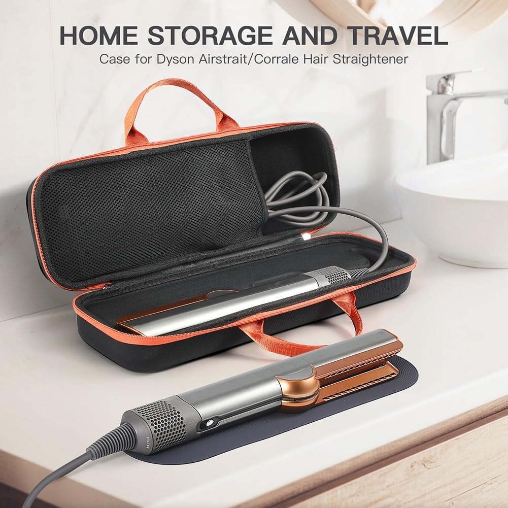 Funda rígida de EVA compacta para Dyson Airstrait HT01, organiza y protege tus accesorios alisadores de cabello (negro)