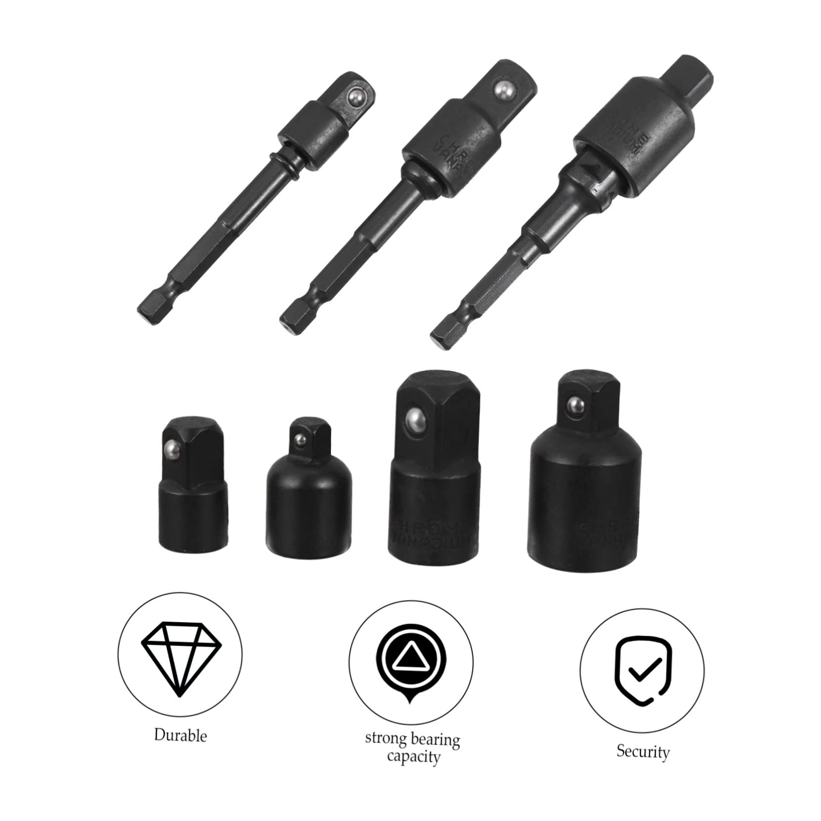 DIYEAH 7Pcs Screwdriver Socket Adapter Set Durable High Strength Conversion Socket for Air Impact Wrenches Manual Ratchets Efficient Torque Transfer Secure Fit