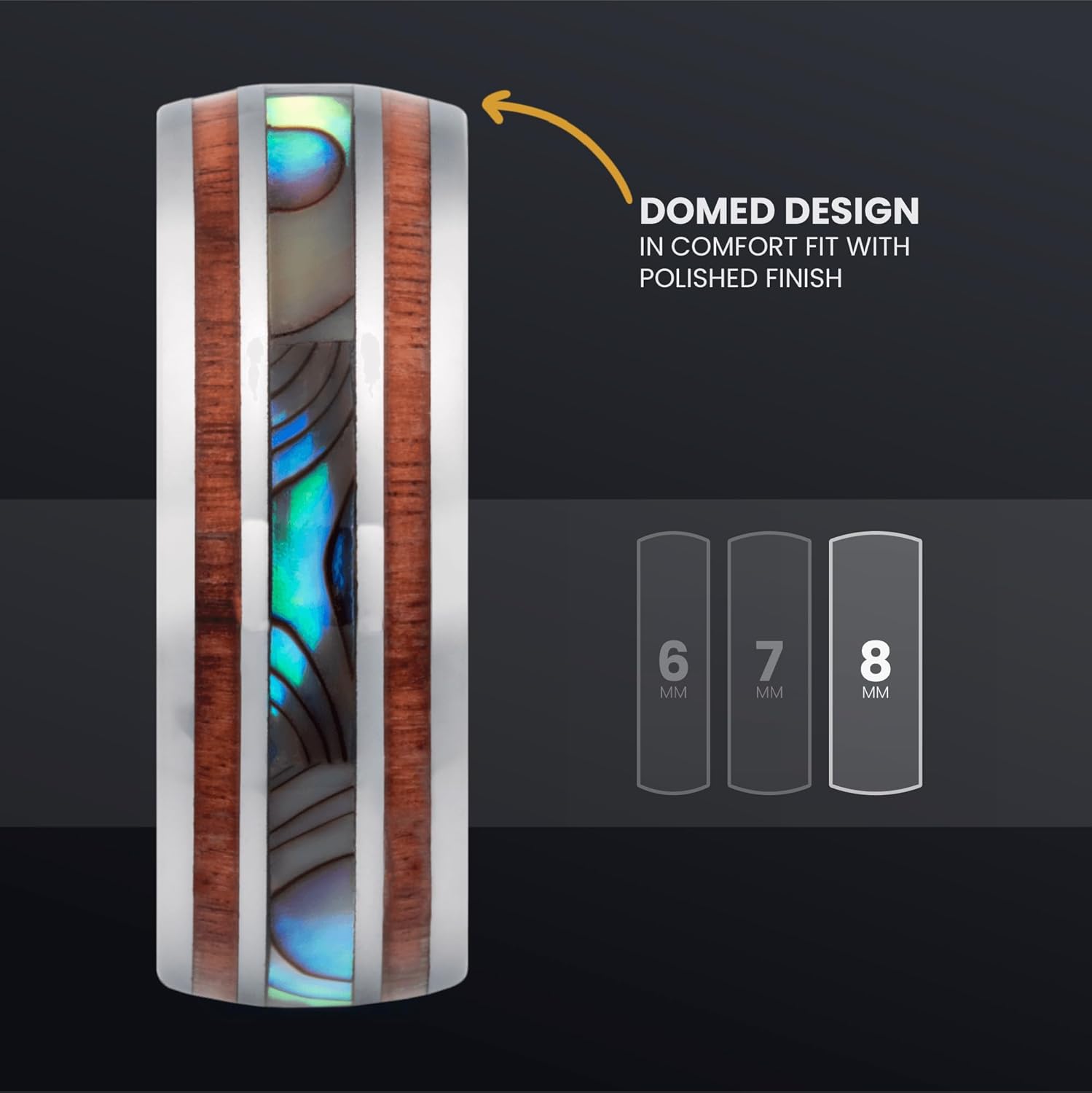 Manly Bands: Ocean-Inspired Mens Wedding Bands and Rings - Unique Wedding Band with Abalone Shell, Stylish Ring for Men - Free Silicone Ring Included - Image 7