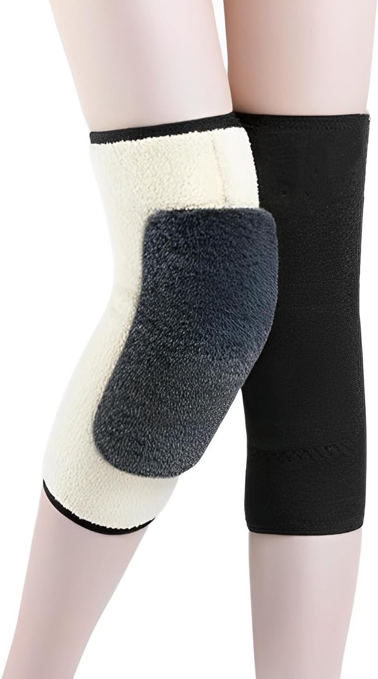 SIQITECHNO Thermal Fleece Lined Knee Brace Cashmere Wool Knee Warmer Rheumatic Arthritis Pain Relief Leg Warmers Knee Sleeves