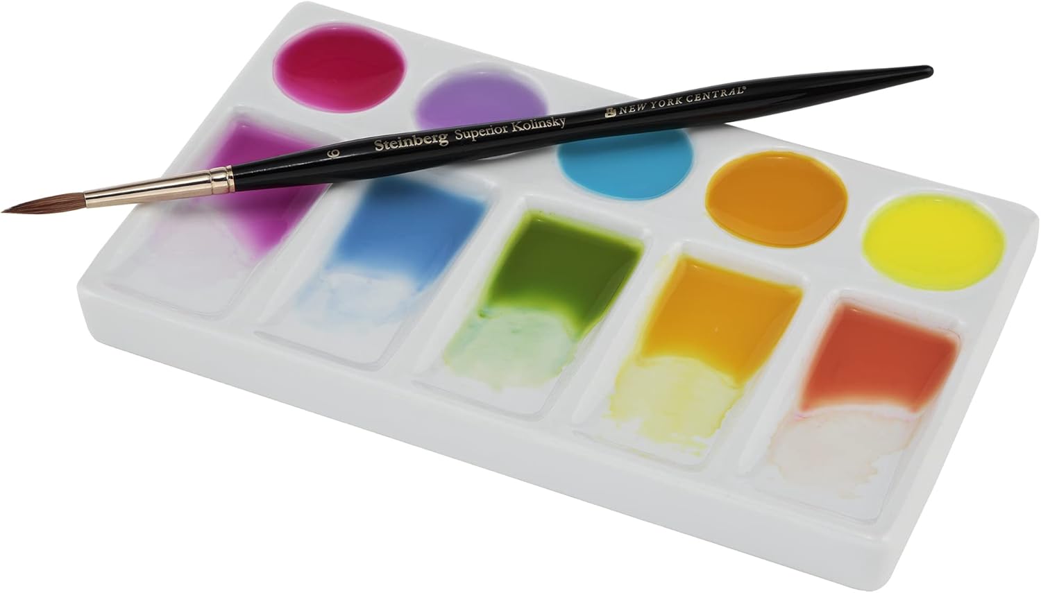 Creative Mark Glazed Slant Palette Porcelain Paint Palette Tray for Watercolor, Gouache, Color-Mixing - Paint Tray for Kids and Adults - 1 Pack