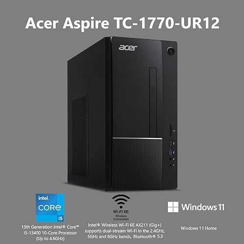 Miniatura 2 de Acer Aspire TC-1770-UR12 - Procesador Intel Core i5-13400 de 10 núcleos de 13 generación  DDR4 de 16 GB 3200 MHz  SSD M.2 2280 PCIe Gen 4 de 512 GB
