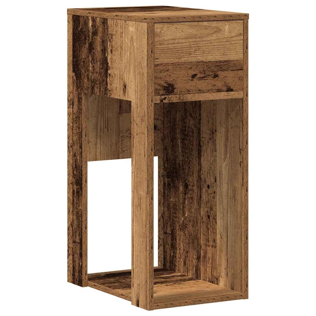 PC Unterschrank mit Schublade, Computer Tower Stand 30x44x74 cm, aus Holzwerkstoff in Altholz-Optik, Schreibtisch Beistellschrank mit offenem Fach, für Büro & Homeoffice