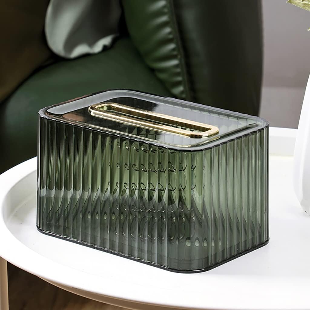 Rectangular Green Desktop Tissue Box, Bathroom Facial Napkin Box Holders, Table Clear Dryer Sheet Dispenser For Bathroom, Kitchen And Cars, Home Office Napkin Storage Organizer Box