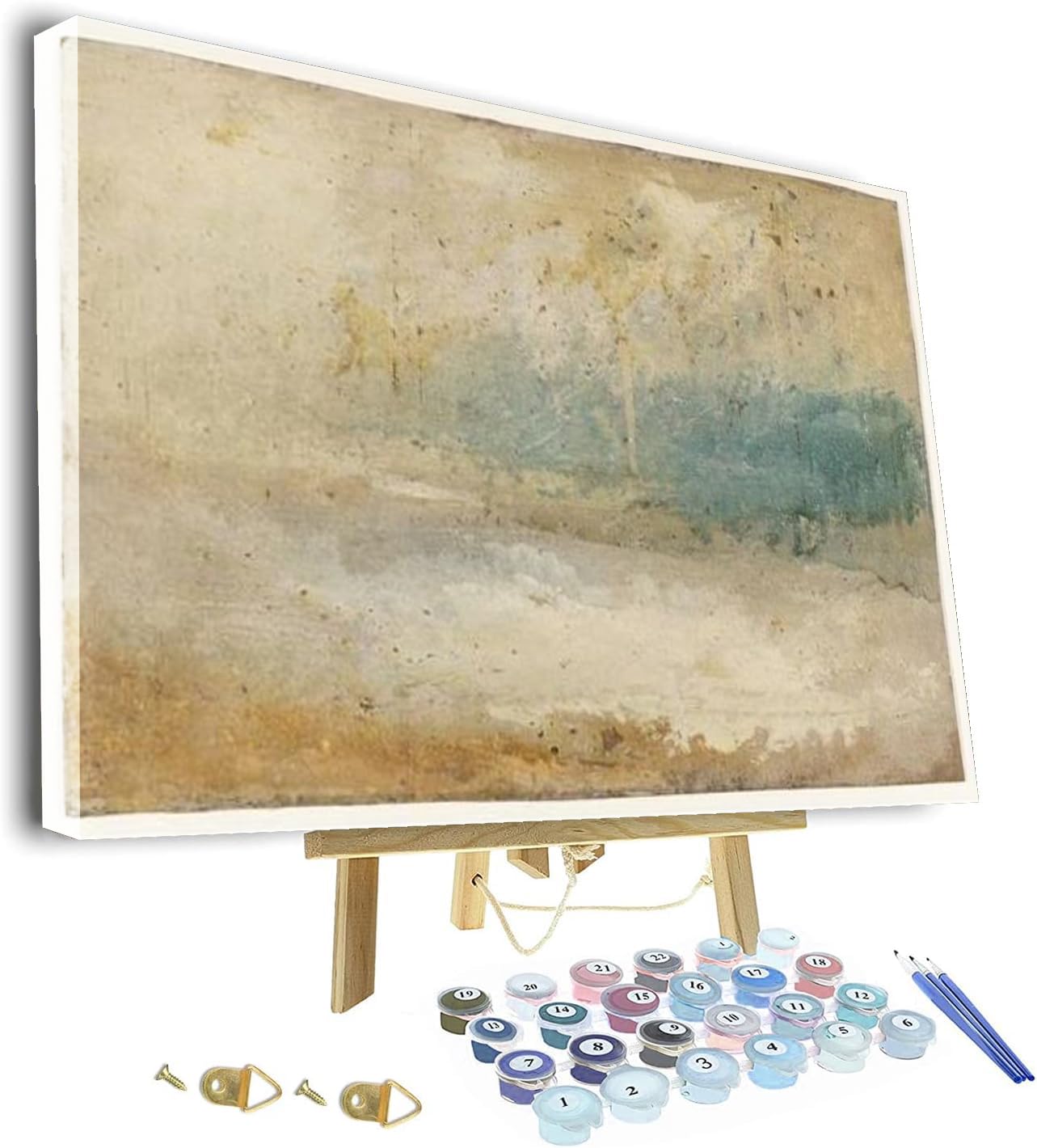 Zeyupain Diy Painting By Numbers For Adults,Painting By Joseph Mallord William Turner Waves Breaking On A Beach Framed And Easel,Adults Paint By Number Kits For Beginners On Canvas,