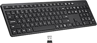 Harburfine Wireless Keyboard, 2.4G USB External Silent Cordless Keyboard for Windows Chrome Laptop Computer PC Desktop Notebook Chromebook, 106 Keys Full Size with Number Pad (Black)