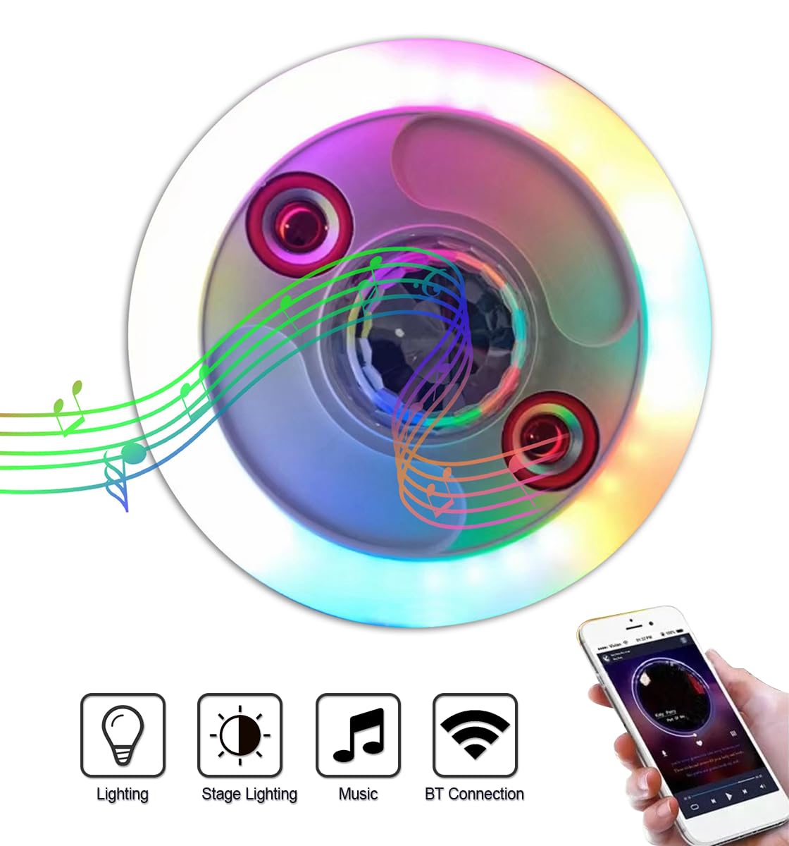 Lampadina musicale LED RGB da 36 W con altoparlante Bluetooth, attacco E27, telecomando, lampada per atmosfera che cambia colore