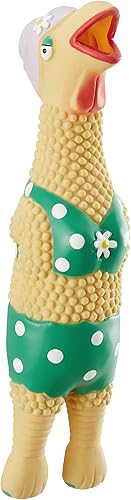 Outward Hound by Charming Pet Squawkers Grandma Hippie Chick Latex Squeaky Rubber Chicken Dog Toy, Funny Interactive Holiday Toy for Dogs, Large
