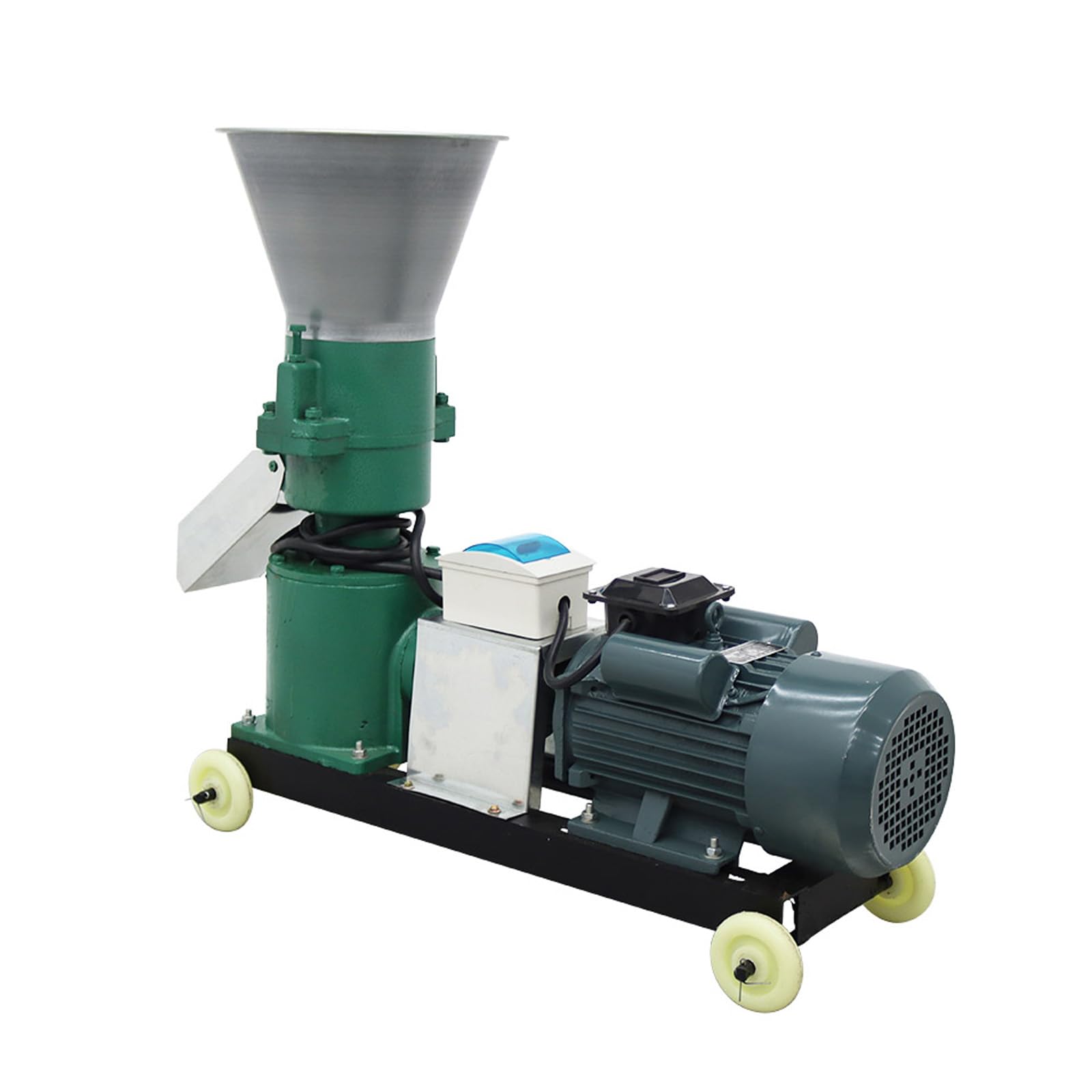 BEILOCKERY Animal Feed Pellet Mill Machine 4MM Holes Pellet Electric Feed Pelletizer with 2 Head Rollers 150KG/H Capacity 220V 3KW