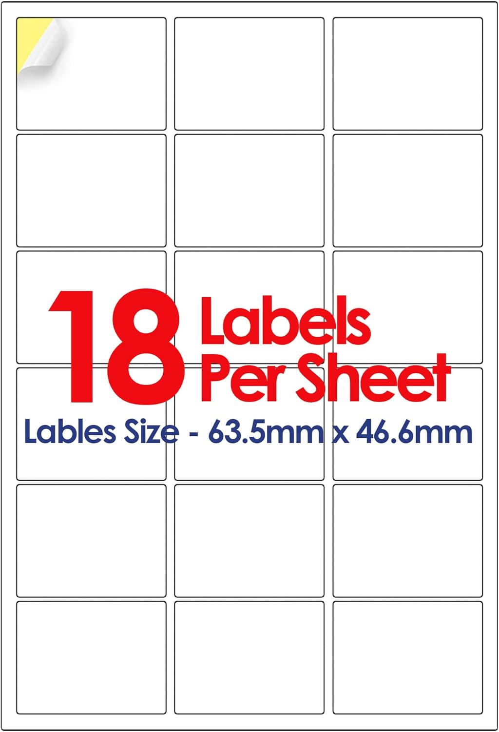 A4 Self Adhesive Address Labels, 18 Label Per Sheet, 20 Sheets, (63.5 x 46.6 MM) 360 Labels