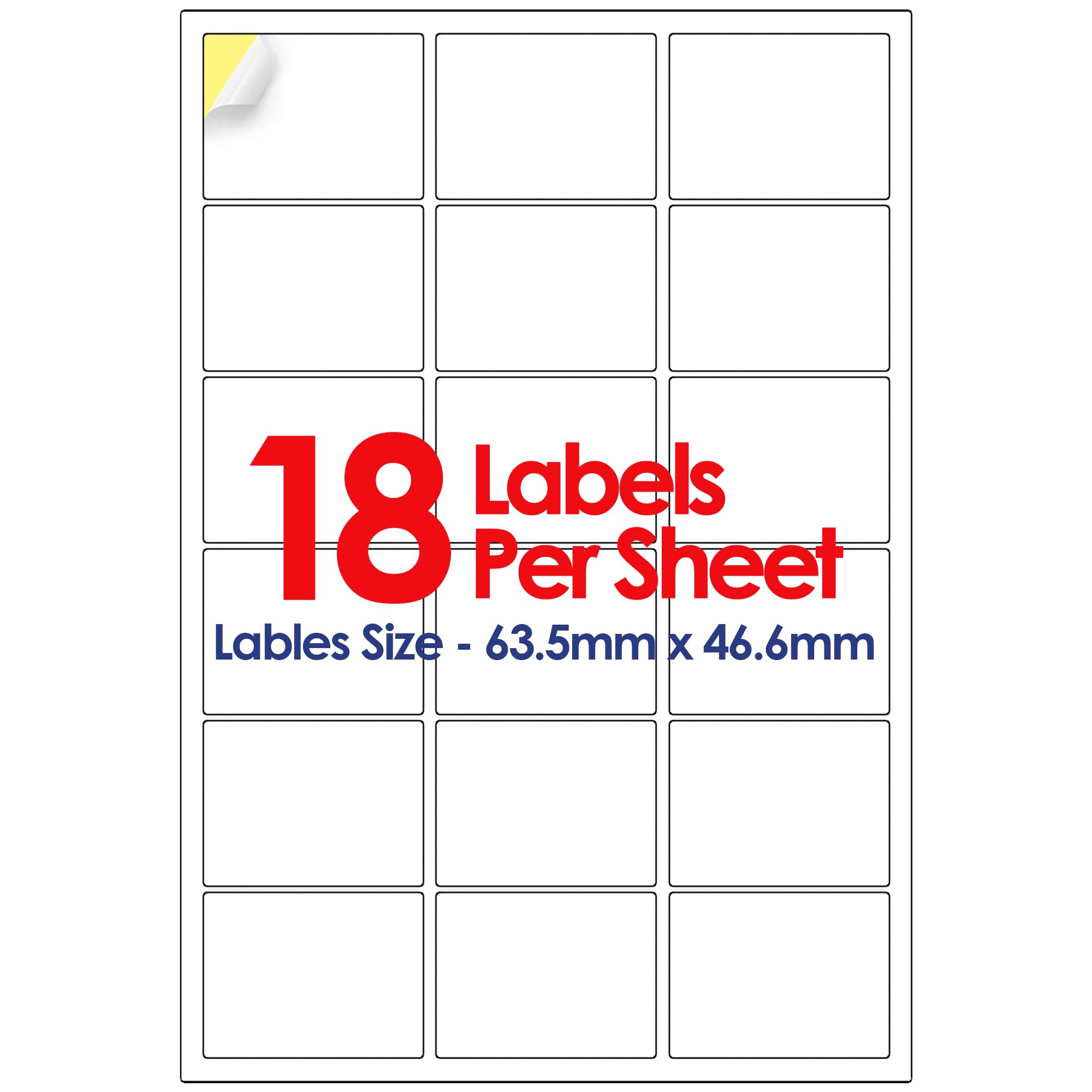 YUNJU A4 Self Adhesive Address Labels, 18 Label Per Sheet, 20 Sheets, (63.5 x 46.6 MM) 360 Labels