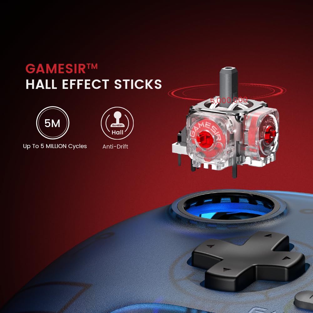 GameSir T7 Controller Cablato per Xbox Series X|S, Xbox One e Windows 10/11, Gamepad da Gioco Plug and Play con Joystick ad Effetto Hall/Trigger Hall, Jack Audio da 3,5 mm - Blu