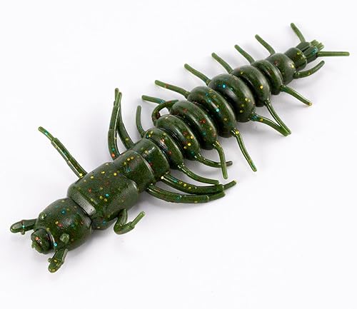 Miniatura 10 de Dr.Fish Hellgrammite - Paquete de 8 señuelos de pesca suave para gusanos, cebo de gusano de 3 pulgadas, de agua dulce, de plástico, señuelos de