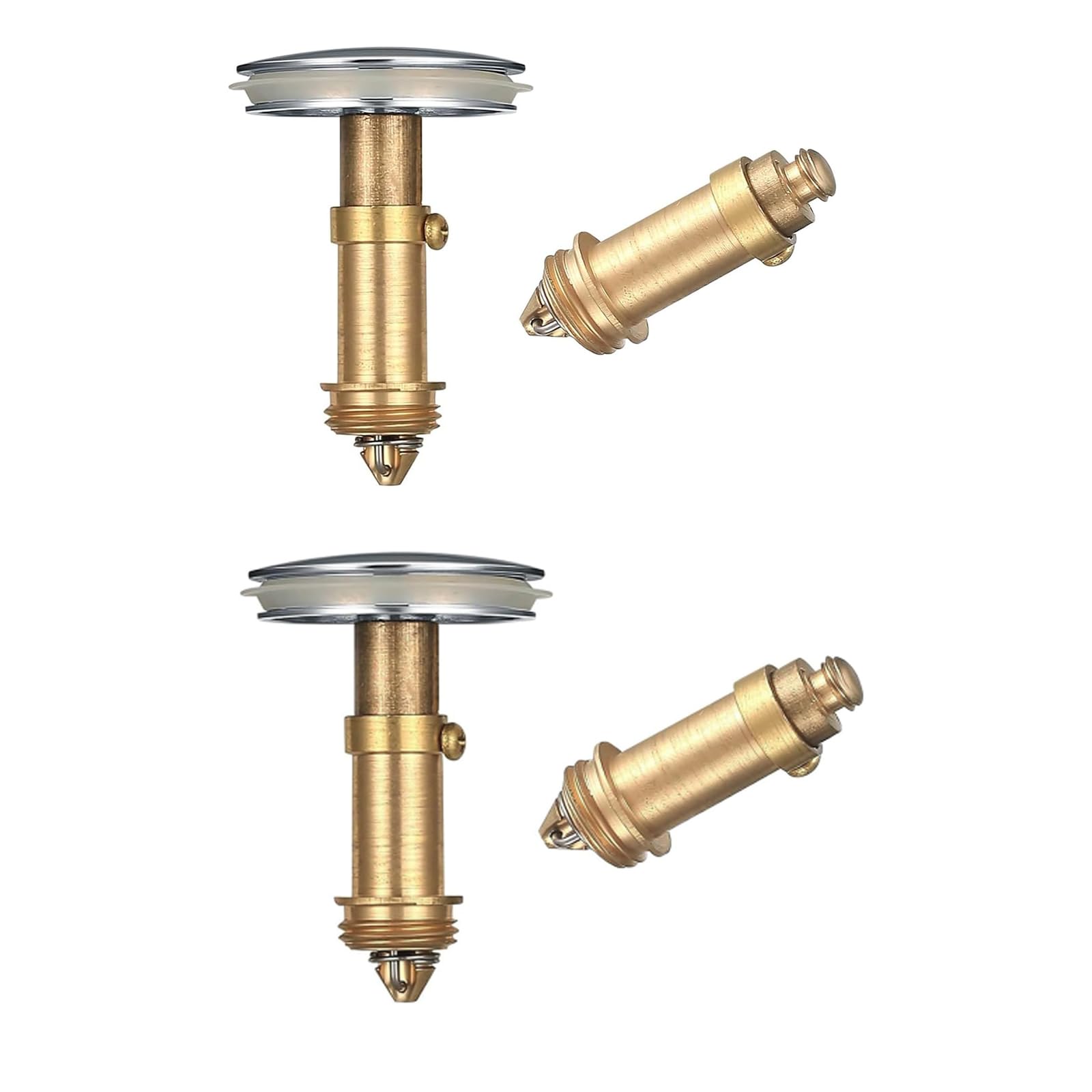 Ideal Swan Pop Up Sink Plug Replacement, Universal Basin Plug 35mm Sink Drainer Plug, Brass Plug for Sink Click Clack Sprung Plug Stopper for Kitchen Bathroom Washbasin (2 Chrome Cap+4 Brass Bolt)