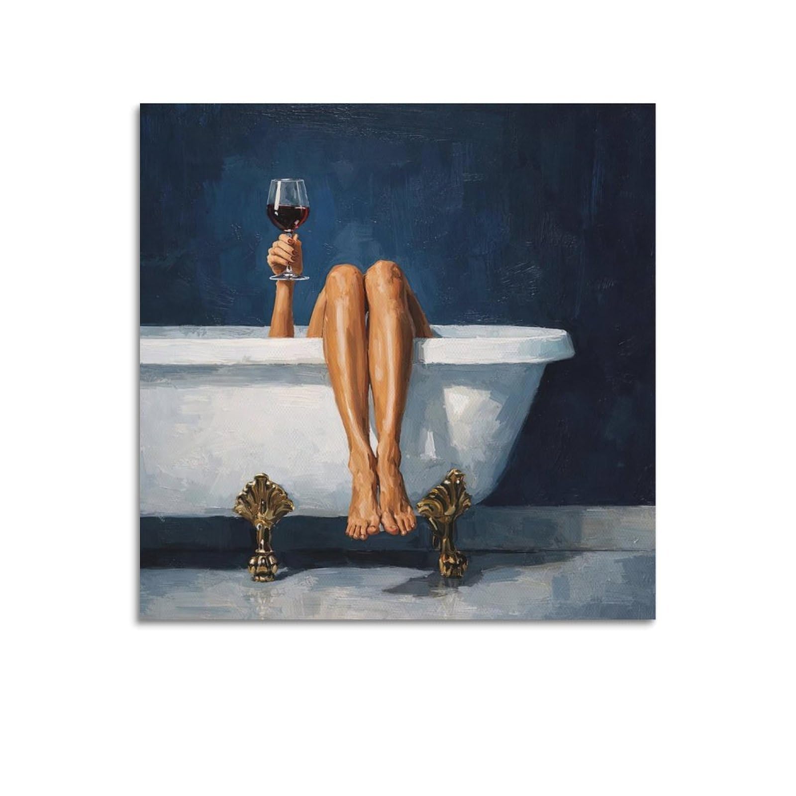 OKAHYS Vintage Beautiful Girl Poster Sexy Girl Wine Glass in The Bathtub Decorative Painting Canvas Wall Artworks Picture 28x28inch(70x70cm)