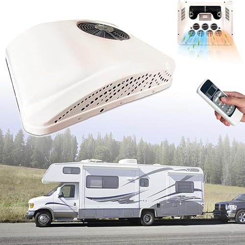 Unidad de aire acondicionado para caravana, sin conductos, 2 en 1, calefacción y refrigeración con caja de distribución de aire para coche, caravana, camión, camper, excavadora