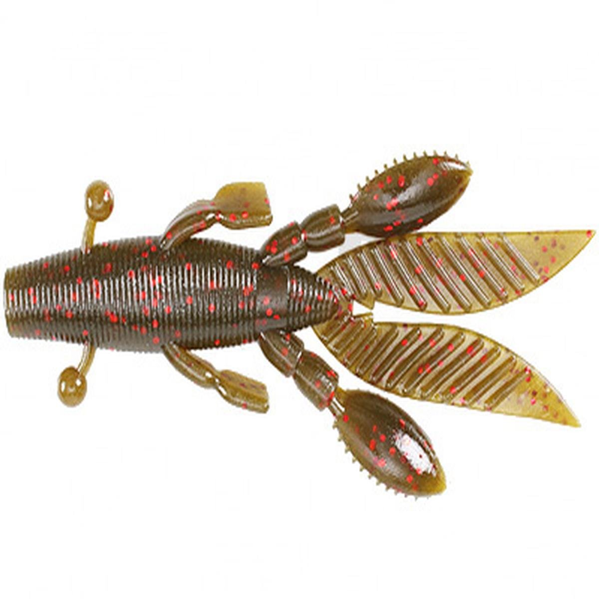 Yamamoto 3.75' Flappin' Hog - Realistic Soft Plastic Fishing Lure Bait with Three Freely Moving Appendages - Green Pumpkin with Large Red, 7 Pack