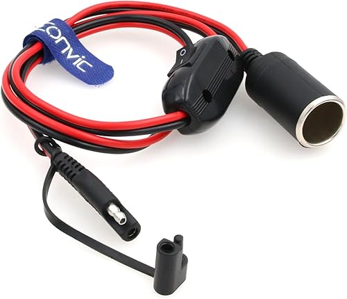 Miniatura 2 de Eonvic Cable de enchufe SAE a encendedor de cigarrillos con interruptor de encendidoapagado 16AWG 12V conector de desconexión rápida adaptador de