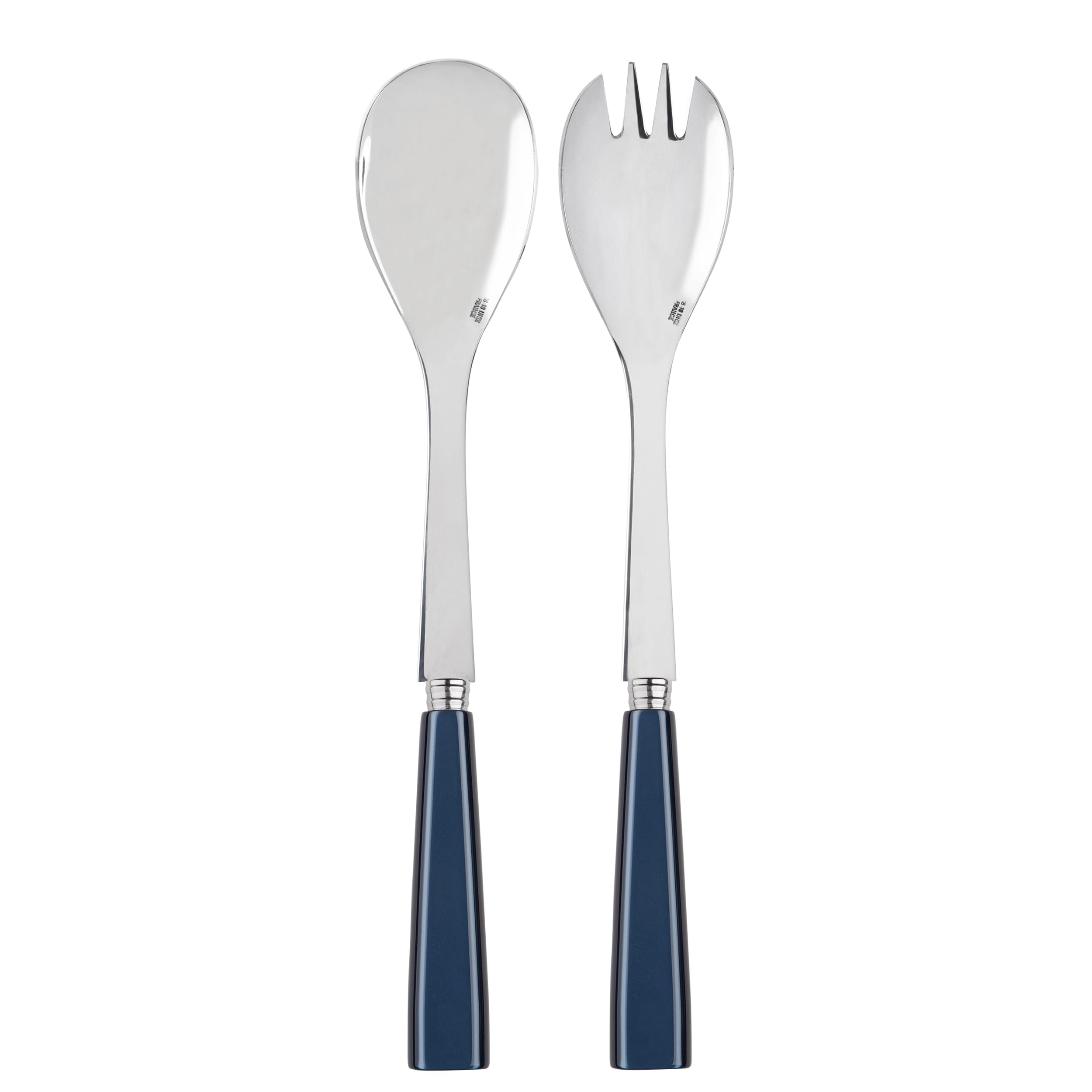 SABRE PARIS - 2-Piece Salad Servers 10.2 inches - Icône Collection - Stainless Steel & Acrylic - Dishwasher Safe - Midnight Blue