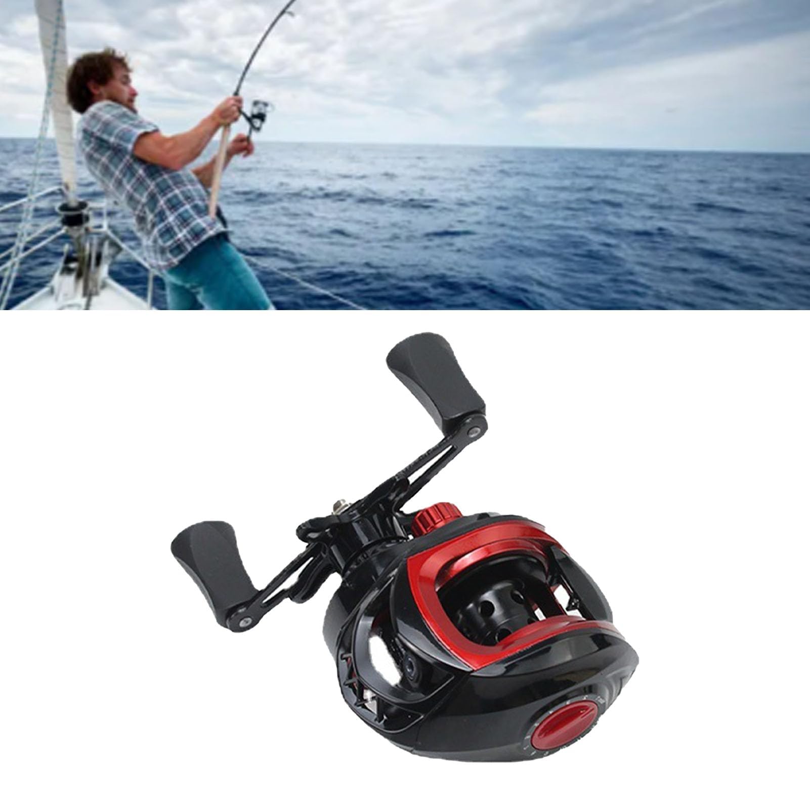 Dpofirs Carrete de Pesca Baitcasting, Carrete de Pesca Redondo, Carrete de Pesca con Relación de Engranaje 7.2:1, Fuerza de Frenado de 8 Kg, Carrete de Pesca Baitcaster, Diseño de