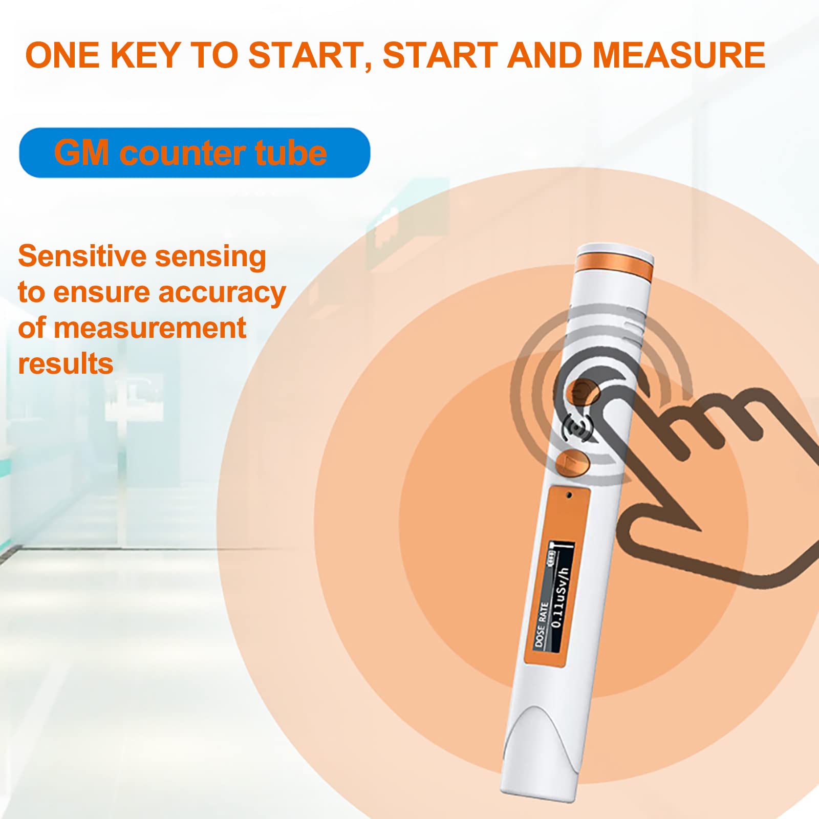 Detector de radiación de Contador Geiger Personal, dosímetro de radiación con Alarma Audible y Visible, Monitor de radiación Beta Gamma de Rayos X portátil (0,05 uSv ~ 50 MSV) Recargable