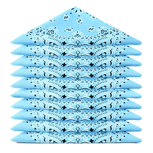 Karl Loven EL BANDANA - Lote de bandanas 100% Algodon de primera calidad Paisley Panuelo Cabeza Cuello Bufanda - Juego de 5 Azul Cielo (Modello Mandala)