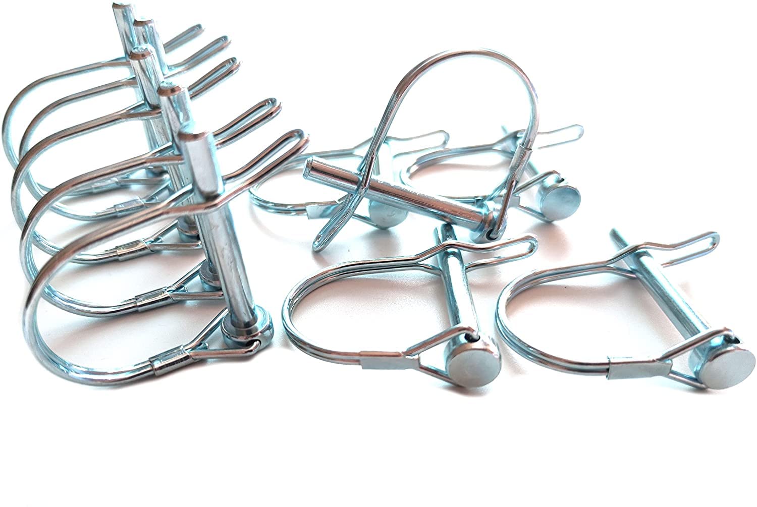10 perni di sicurezza resistenti, per albero in filo rotondo, perno di bloccaggio per albero di ferro, 1/4 "x 1-3/8 "Round Arch Hitch Pin Fermaglio per cavi per rimorchi agricoli