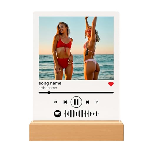 Custom Song Plaque with Led Light Stand - Acrylic Plaque Couple Gift with Code and Text Last minute gift Couples Gift Gifts for Wife Husband Valentines day gifts