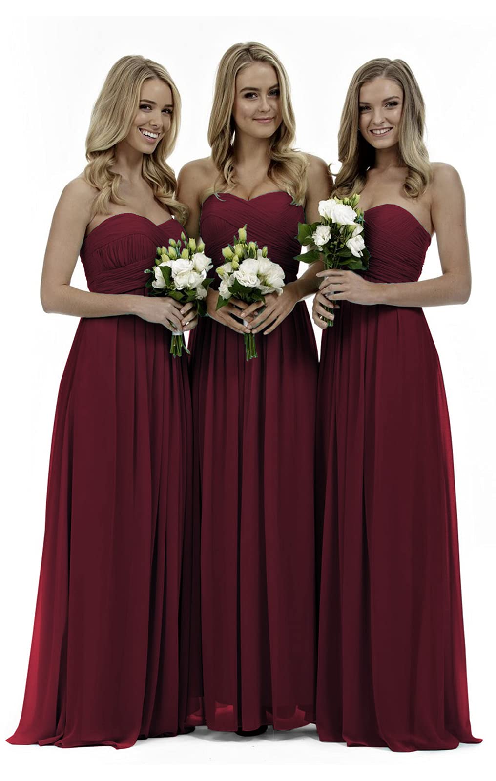 Lecureler Sweetheart Ruching Prom Bridesmaid Dress Burgundy Size 8