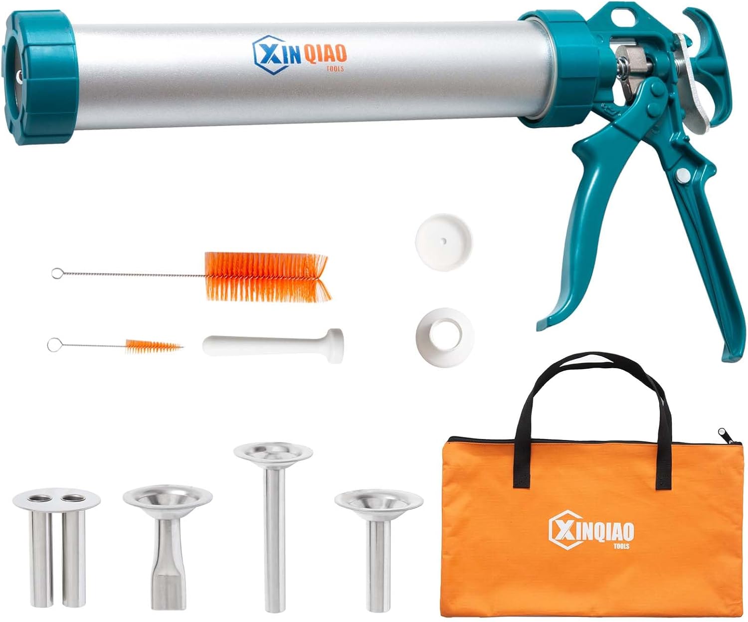 XINQIAO Jerky Gun Food Grade Alu Beef Jerky Gun Kit, 2 LB Jerky Maker with Handbag, 4 Stainless